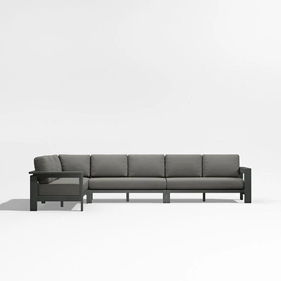 Walker 4-Piece Metal L-Shaped Sectional with Canvas Charcoal Sunbrella ® Cushions