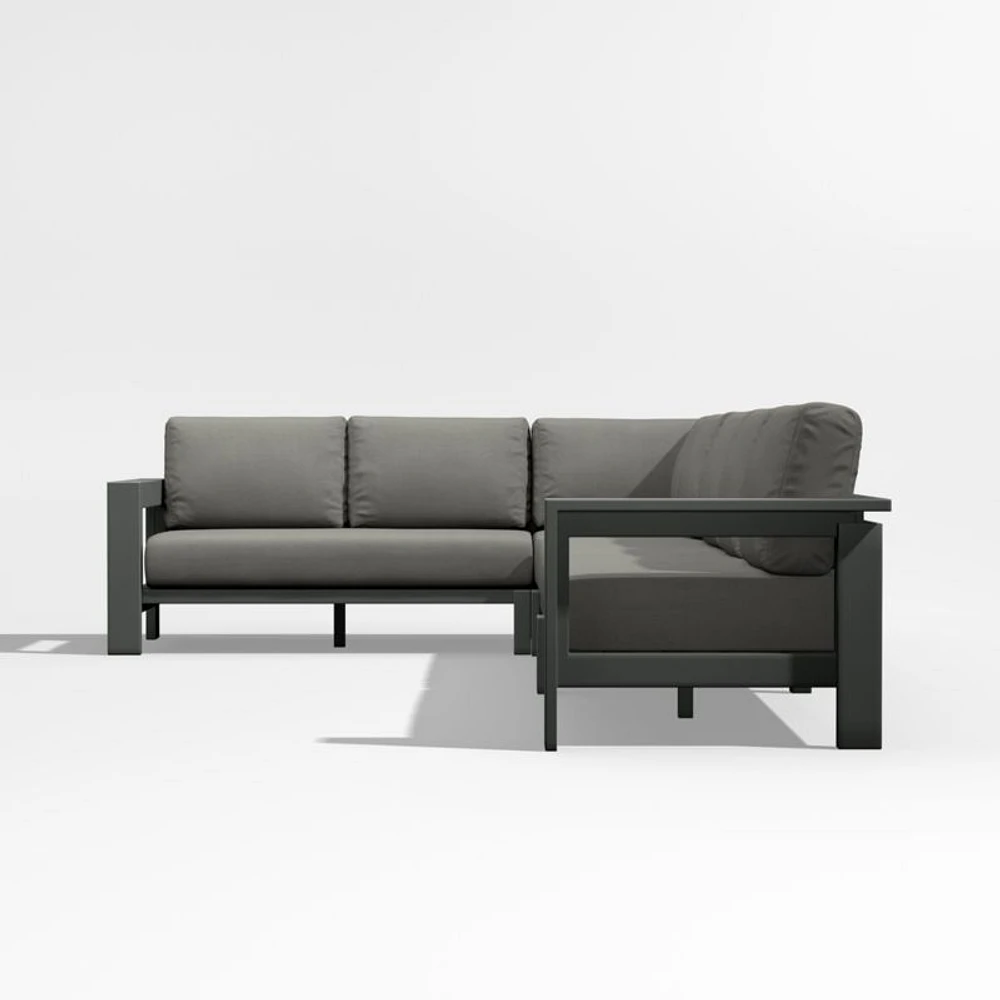 Walker 4-Piece Metal L-Shaped Sectional with Canvas Charcoal Sunbrella ® Cushions