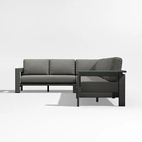 Walker 4-Piece Metal L-Shaped Sectional with Canvas Charcoal Sunbrella ® Cushions
