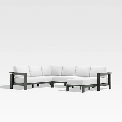 Walker 4-Piece Right-Arm Chaise Metal Outdoor Sectional with Canvas White Sunbrella ® Cushions
