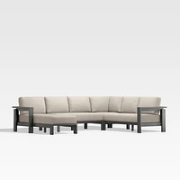 Walker Metal 4-Piece Left Arm Chaise Outdoor Sectional Sofa with Canvas Flax Beige Sunbrella ® Cushions
