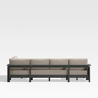 Walker Metal 4-Piece Left Arm Chaise Outdoor Sectional Sofa with Canvas Flax Beige Sunbrella ® Cushions