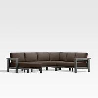Walker Metal 4-Piece Left Arm Chaise Outdoor Sectional Sofa with Canvas Java Brown Sunbrella ® Cushions