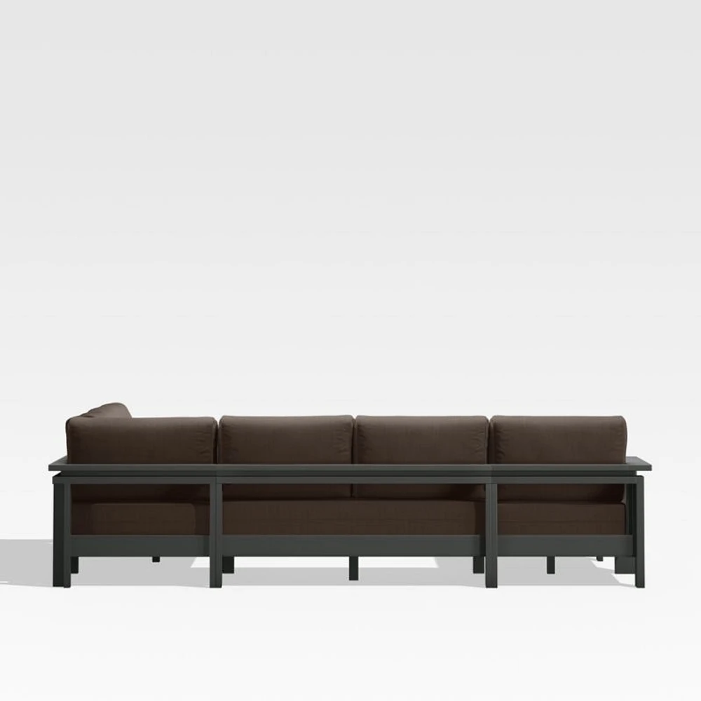 Walker Metal 4-Piece Left Arm Chaise Outdoor Sectional Sofa with Canvas Java Brown Sunbrella ® Cushions
