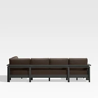 Walker Metal 4-Piece Left Arm Chaise Outdoor Sectional Sofa with Canvas Java Brown Sunbrella ® Cushions