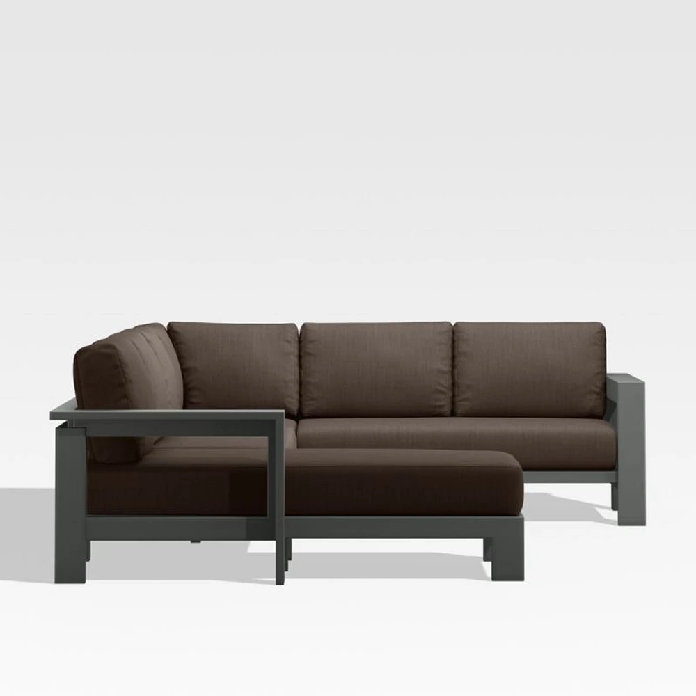 Walker Metal 4-Piece Left Arm Chaise Outdoor Sectional Sofa with Canvas Java Brown Sunbrella ® Cushions