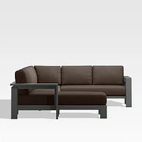 Walker Metal 4-Piece Left Arm Chaise Outdoor Sectional Sofa with Canvas Java Brown Sunbrella ® Cushions