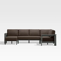 Walker Metal 4-Piece Left Arm Chaise Outdoor Sectional Sofa with Canvas Java Brown Sunbrella ® Cushions