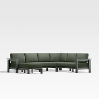 Walker Metal 4-Piece Left Arm Chaise Outdoor Sectional Sofa with Cast Sage Green Sunbrella ® Cushions