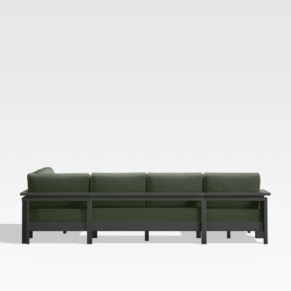 Walker Metal 4-Piece Left Arm Chaise Outdoor Sectional Sofa with Cast Sage Green Sunbrella ® Cushions