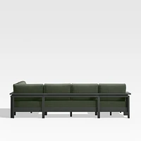 Walker Metal 4-Piece Left Arm Chaise Outdoor Sectional Sofa with Cast Sage Green Sunbrella ® Cushions