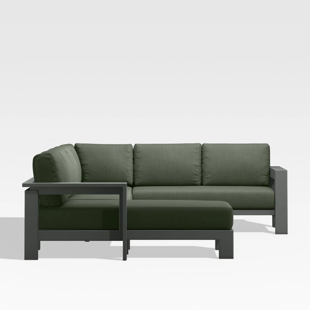 Walker Metal 4-Piece Left Arm Chaise Outdoor Sectional Sofa with Cast Sage Green Sunbrella ® Cushions