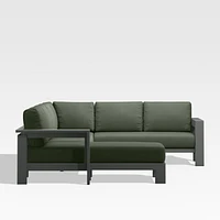 Walker Metal 4-Piece Left Arm Chaise Outdoor Sectional Sofa with Cast Sage Green Sunbrella ® Cushions
