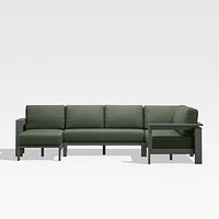 Walker Metal 4-Piece Left Arm Chaise Outdoor Sectional Sofa with Cast Sage Green Sunbrella ® Cushions