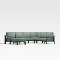 Walker Metal 4-Piece Left Arm Chaise Outdoor Sectional Sofa with Canvas Spa Blue Sunbrella ® Cushions