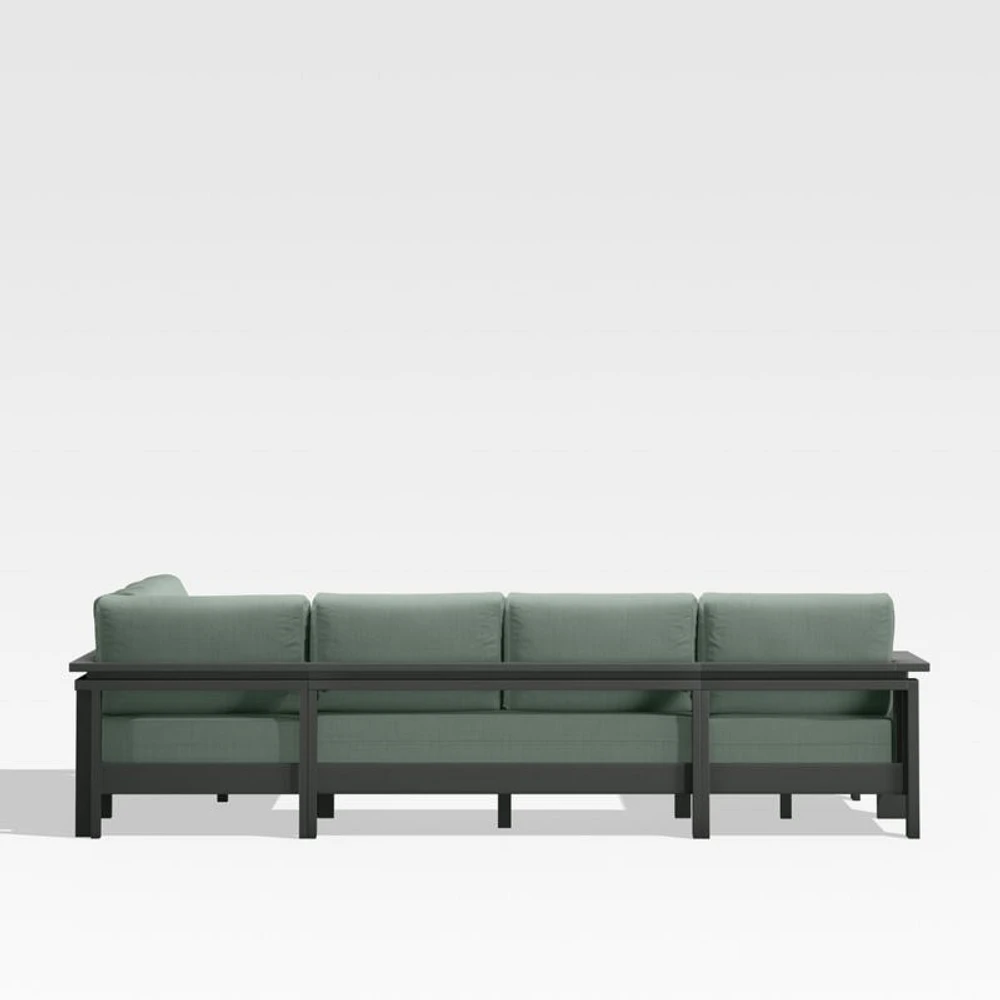 Walker Metal 4-Piece Left Arm Chaise Outdoor Sectional Sofa with Canvas Spa Blue Sunbrella ® Cushions