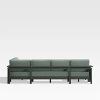 Walker Metal 4-Piece Left Arm Chaise Outdoor Sectional Sofa with Canvas Spa Blue Sunbrella ® Cushions