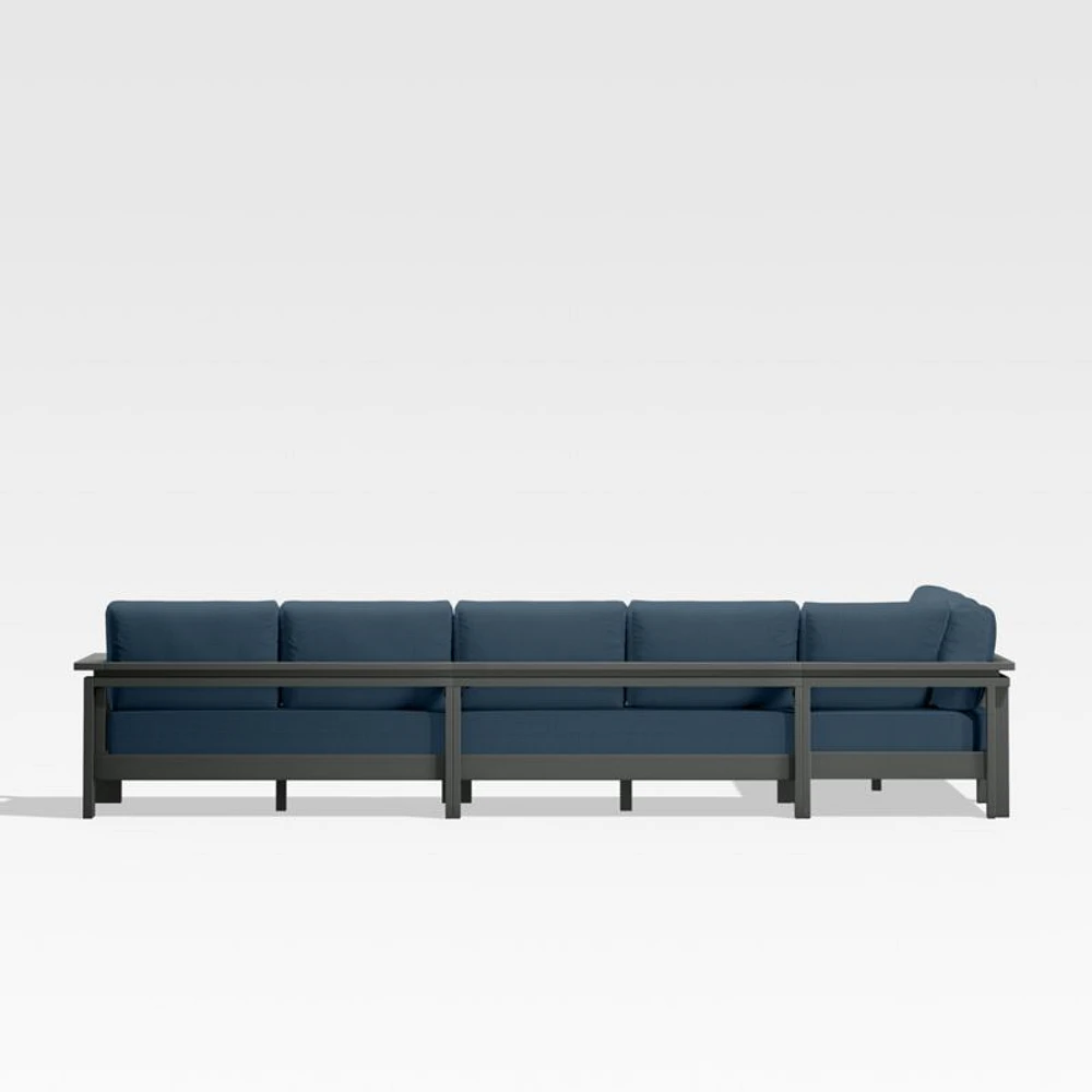 Walker Metal 4-Piece L-Shaped Outdoor Sectional Sofa with Cast Harbor Blue Sunbrella ® Cushions
