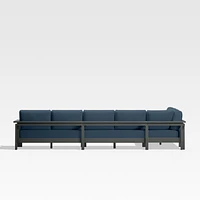 Walker Metal 4-Piece L-Shaped Outdoor Sectional Sofa with Cast Harbor Blue Sunbrella ® Cushions