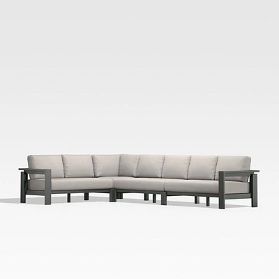 Walker Metal 4-Piece L-Shaped Outdoor Sectional Sofa with Cast Ash Brown Sunbrella ® Cushions