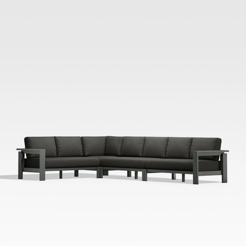 Walker Metal 4-Piece L-Shaped Outdoor Sectional Sofa with Cast Charcoal Grey Sunbrella ® Cushions