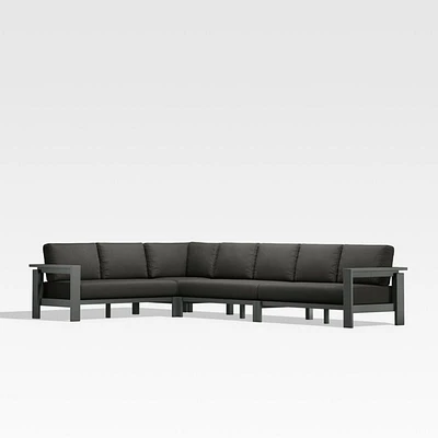 Walker Metal 4-Piece L-Shaped Outdoor Sectional Sofa with Cast Charcoal Grey Sunbrella ® Cushions