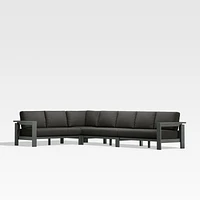 Walker Metal 4-Piece L-Shaped Outdoor Sectional Sofa with Cast Charcoal Grey Sunbrella ® Cushions