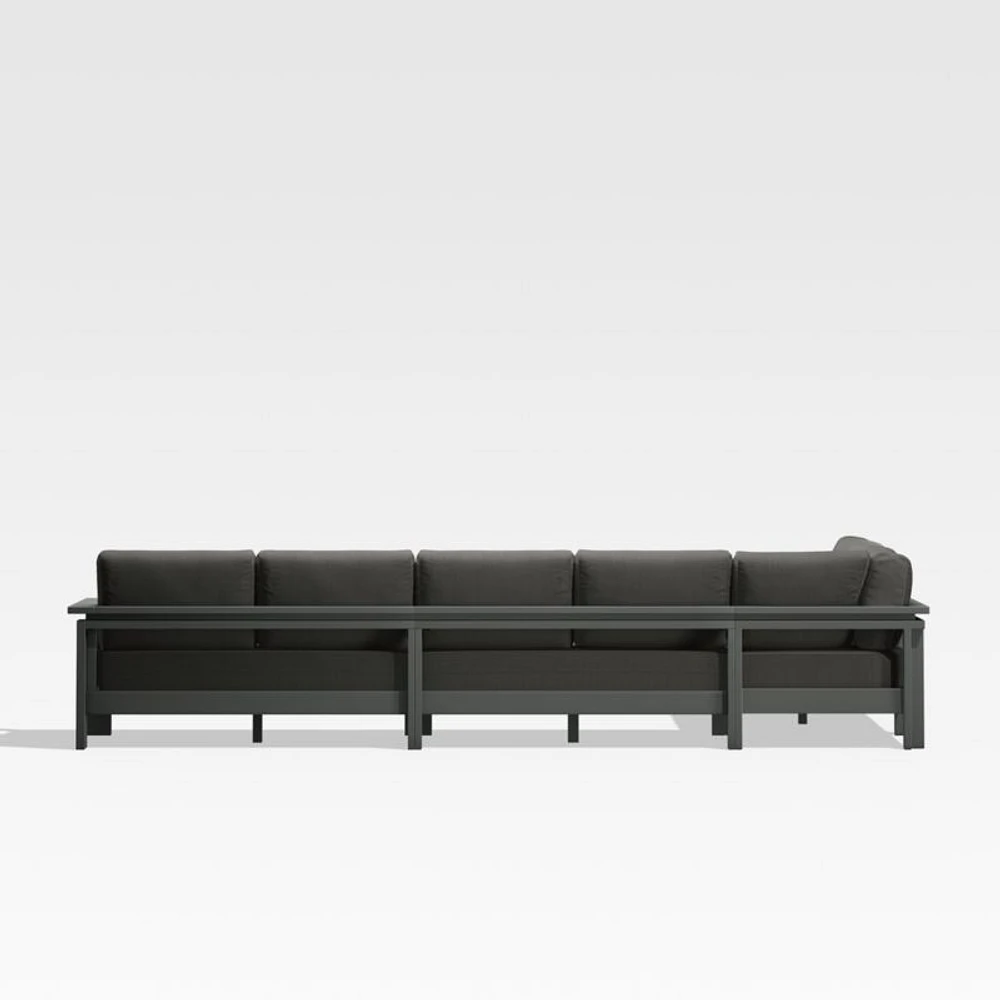 Walker Metal 4-Piece L-Shaped Outdoor Sectional Sofa with Cast Charcoal Grey Sunbrella ® Cushions