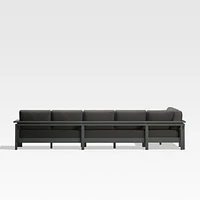 Walker Metal 4-Piece L-Shaped Outdoor Sectional Sofa with Cast Charcoal Grey Sunbrella ® Cushions