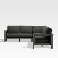 Walker Metal 4-Piece L-Shaped Outdoor Sectional Sofa with Cast Charcoal Grey Sunbrella ® Cushions