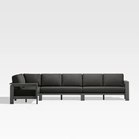 Walker Metal 4-Piece L-Shaped Outdoor Sectional Sofa with Cast Charcoal Grey Sunbrella ® Cushions