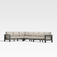 Walker Metal 4-Piece L-Shaped Outdoor Sectional Sofa with Canvas Flax Beige Sunbrella ® Cushions