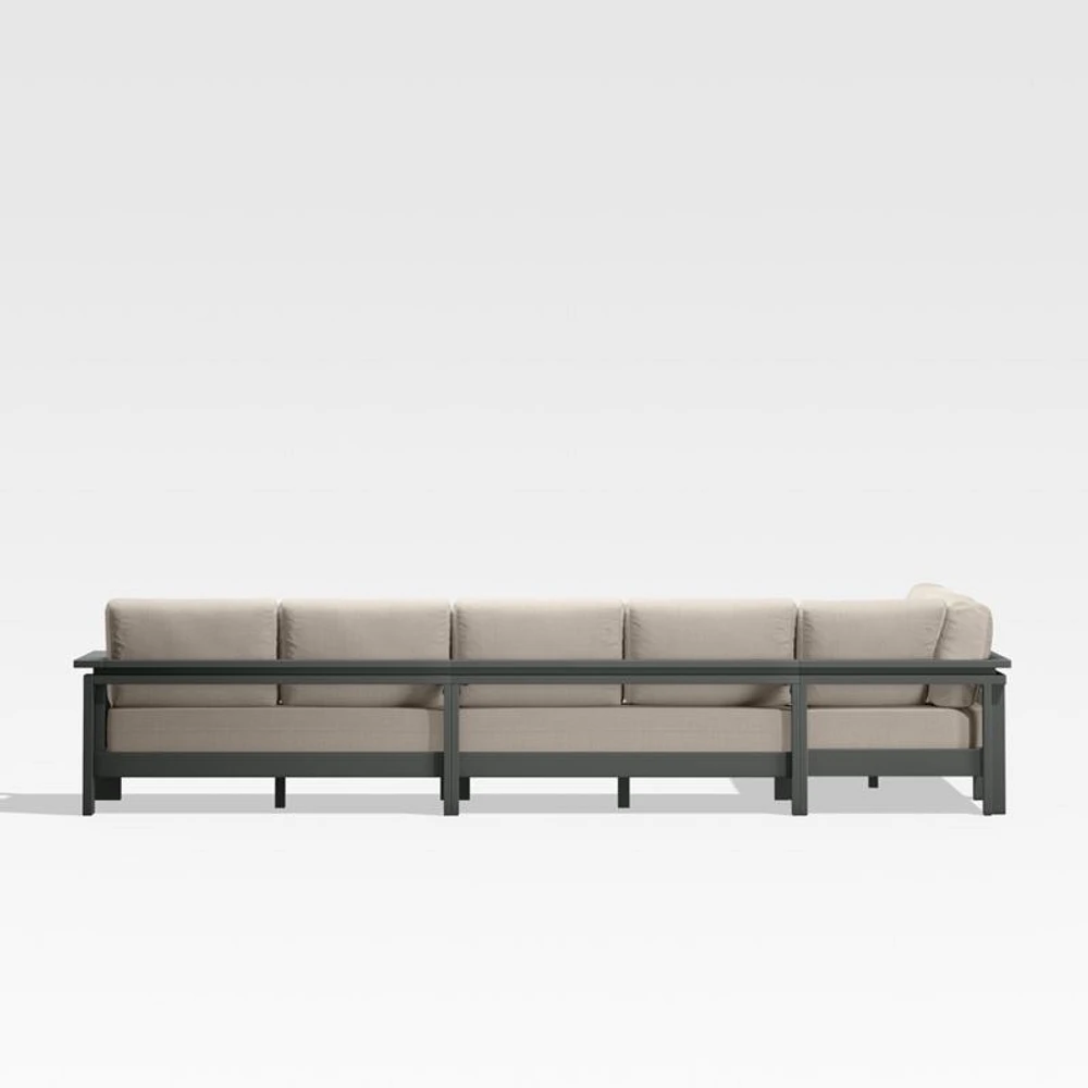 Walker Metal 4-Piece L-Shaped Outdoor Sectional Sofa with Canvas Flax Beige Sunbrella ® Cushions