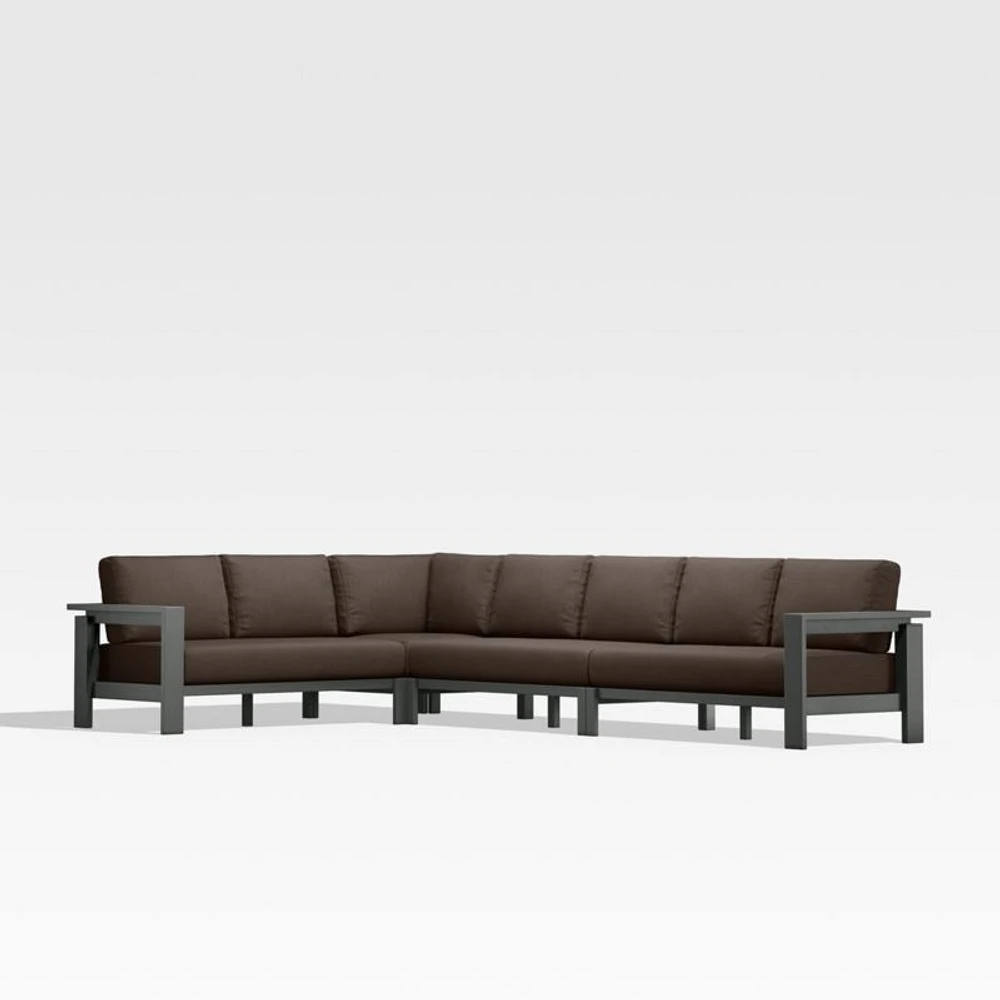 Walker Metal 4-Piece L-Shaped Outdoor Sectional Sofa with Canvas Java Brown Sunbrella ® Cushions