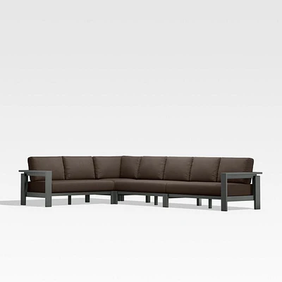 Walker Metal 4-Piece L-Shaped Outdoor Sectional Sofa with Canvas Java Brown Sunbrella ® Cushions