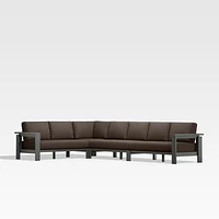 Walker Metal 4-Piece L-Shaped Outdoor Sectional Sofa with Canvas Java Brown Sunbrella ® Cushions