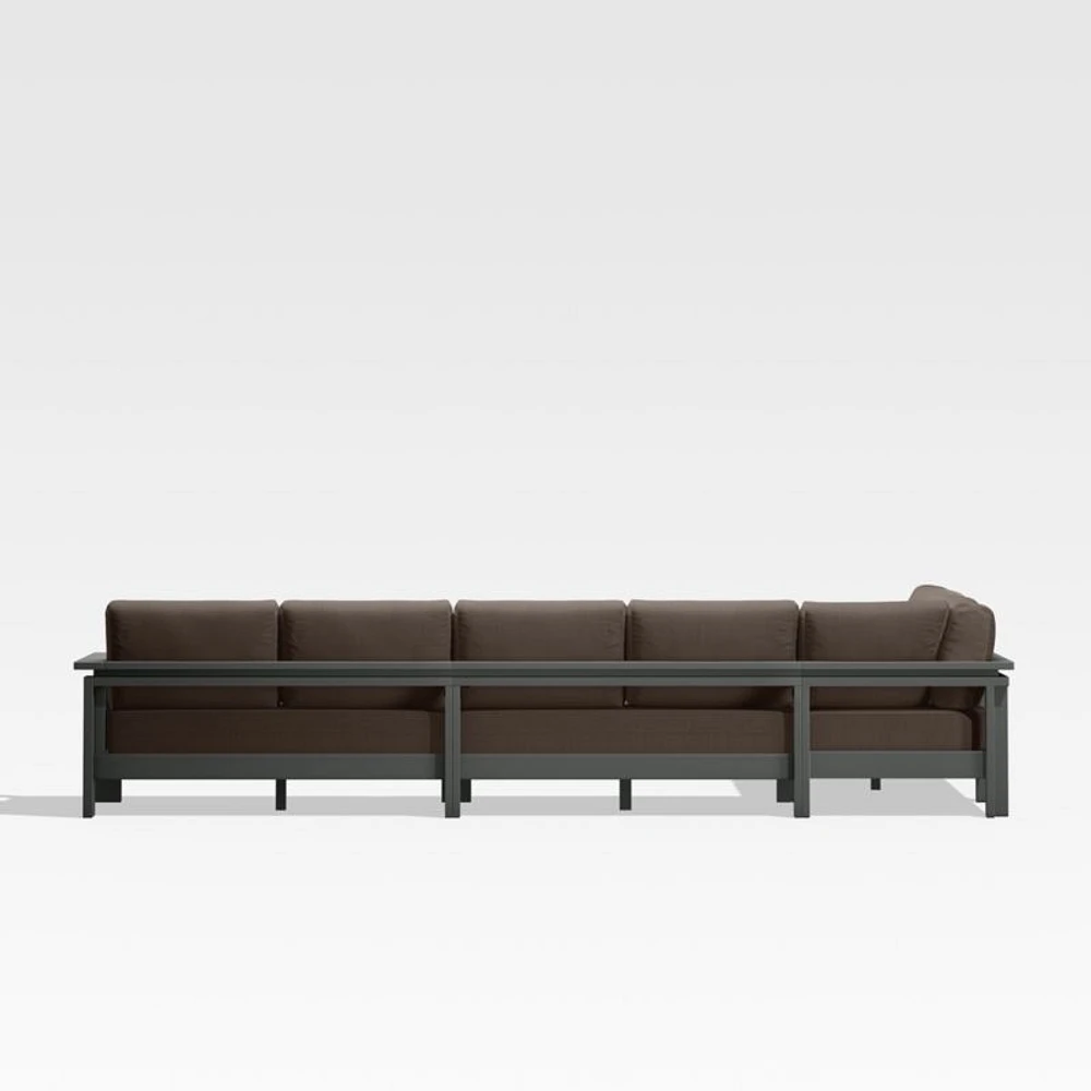 Walker Metal 4-Piece L-Shaped Outdoor Sectional Sofa with Canvas Java Brown Sunbrella ® Cushions