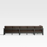Walker Metal 4-Piece L-Shaped Outdoor Sectional Sofa with Canvas Java Brown Sunbrella ® Cushions