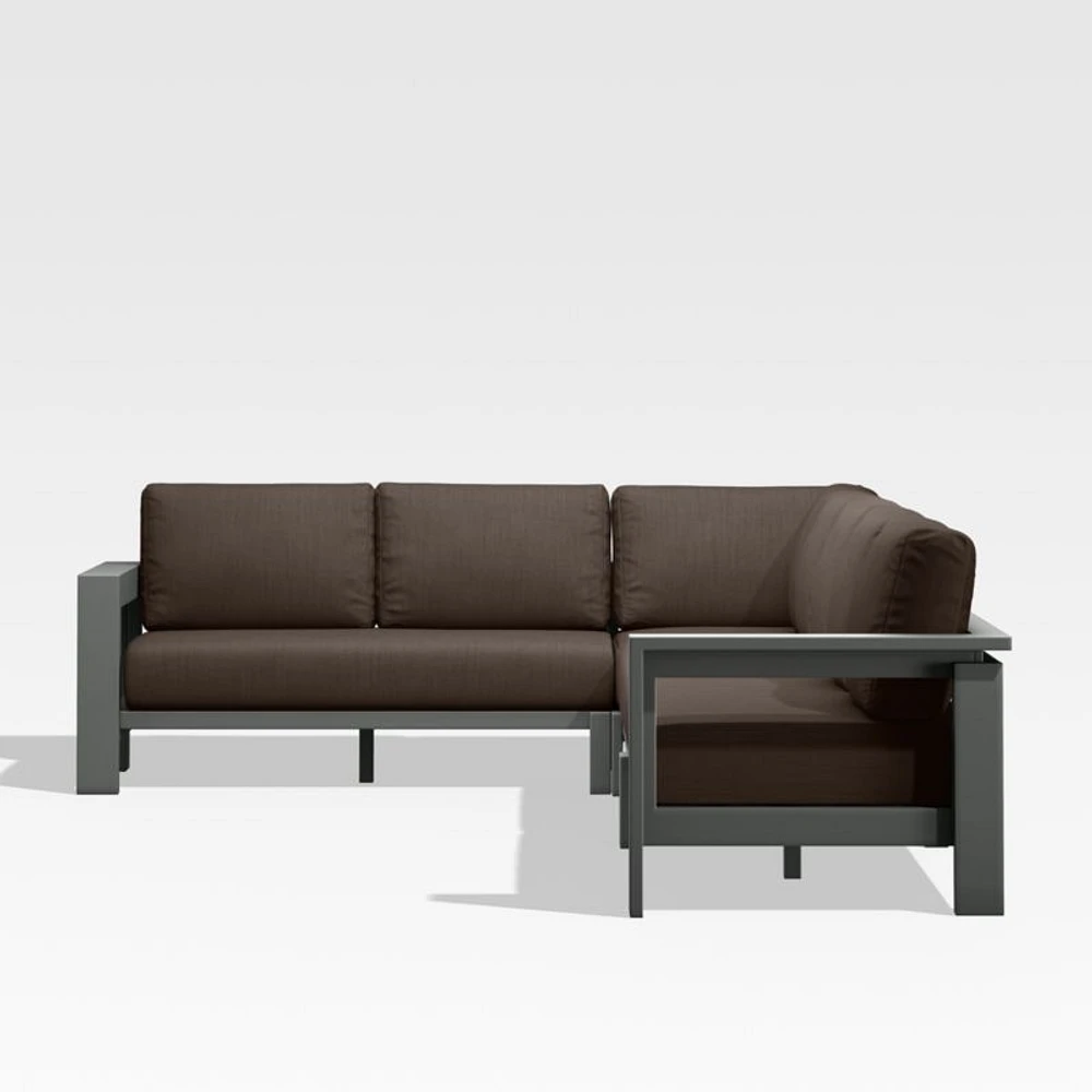 Walker Metal 4-Piece L-Shaped Outdoor Sectional Sofa with Canvas Java Brown Sunbrella ® Cushions