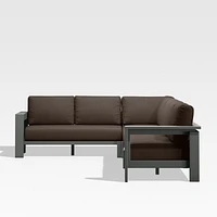 Walker Metal 4-Piece L-Shaped Outdoor Sectional Sofa with Canvas Java Brown Sunbrella ® Cushions