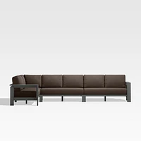 Walker Metal 4-Piece L-Shaped Outdoor Sectional Sofa with Canvas Java Brown Sunbrella ® Cushions