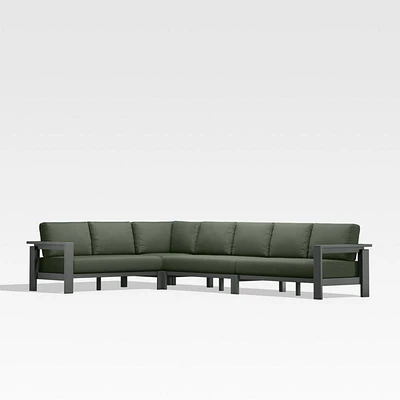 Walker Metal 4-Piece L-Shaped Outdoor Sectional Sofa with Cast Sage Green Sunbrella ® Cushions