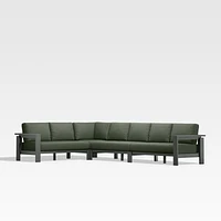 Walker Metal 4-Piece L-Shaped Outdoor Sectional Sofa with Cast Sage Green Sunbrella ® Cushions