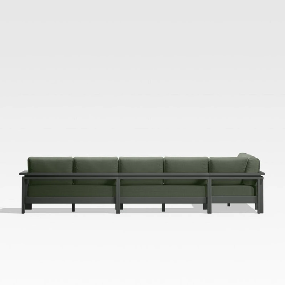 Walker Metal 4-Piece L-Shaped Outdoor Sectional Sofa with Cast Sage Green Sunbrella ® Cushions