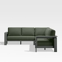 Walker Metal 4-Piece L-Shaped Outdoor Sectional Sofa with Cast Sage Green Sunbrella ® Cushions