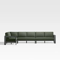 Walker Metal 4-Piece L-Shaped Outdoor Sectional Sofa with Cast Sage Green Sunbrella ® Cushions