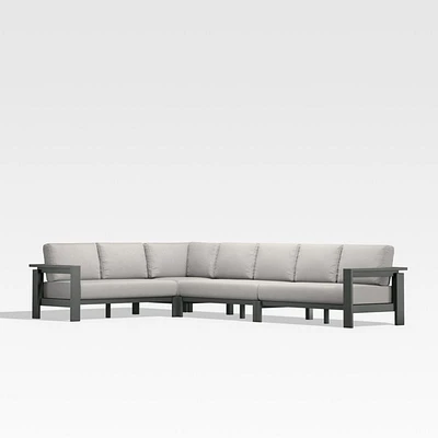 Walker Metal 4-Piece L-Shaped Outdoor Sectional Sofa with Cast Silver Sunbrella ® Cushions