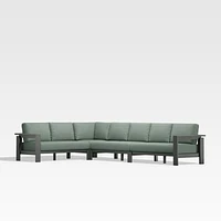 Walker Metal 4-Piece L-Shaped Outdoor Sectional Sofa with Canvas Spa Blue Sunbrella ® Cushions