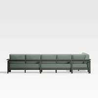 Walker Metal 4-Piece L-Shaped Outdoor Sectional Sofa with Canvas Spa Blue Sunbrella ® Cushions