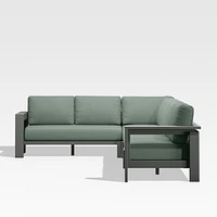 Walker Metal 4-Piece L-Shaped Outdoor Sectional Sofa with Canvas Spa Blue Sunbrella ® Cushions